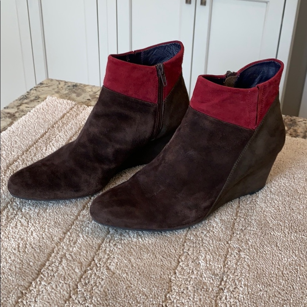 Vaneli suede booties with wedge heel